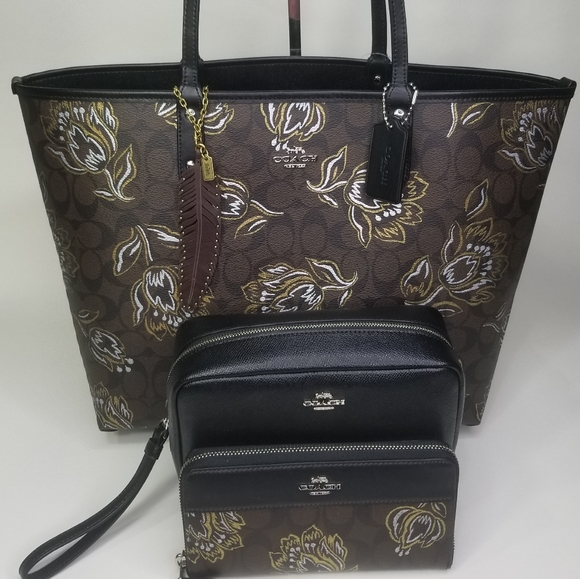 COACH 4 SET DESIGNER BAG MAKEUP CASE WALLET CHARM - Picture 2 of 12